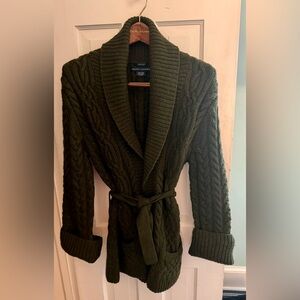 Ralph Lauren Shawl color belted cable cardigan-Size L-cashmere and wool blend